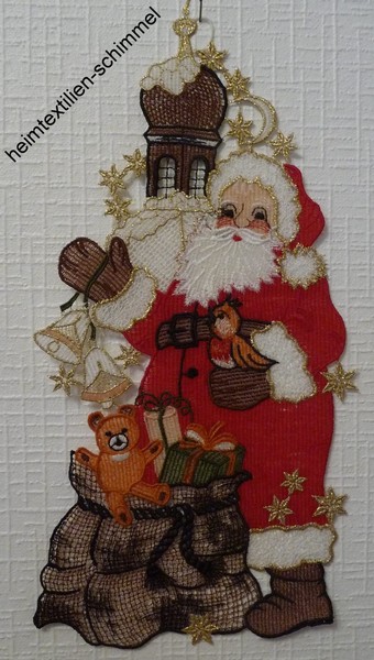 Plauener Spitze ® Fensterbild Weihnachten * Weihnachtsmann Santa Claus Nikolaus-image