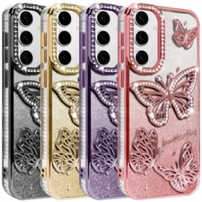 For Samsung Galaxy A16 Phone Case Electroplated Glitter Butterfly Design Cover