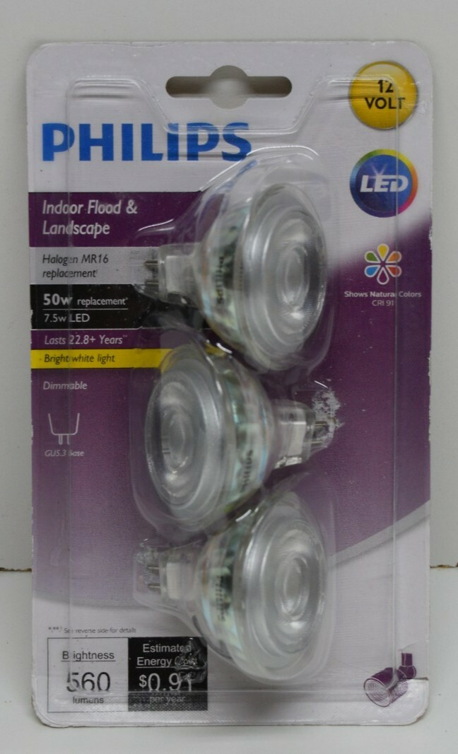 Philips 50W Halogen MR16 12 volt LED Bulb 531913 (3 Pack)