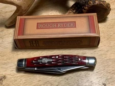 Rough Ryder Red Jigged Bone Stockman 3 1/4" Pocket Knife RR291