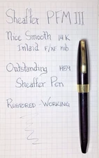 Sheaffer PFM III White Dot Fountain Pen Black Completely Restored Super Clean
