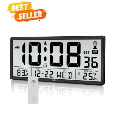 Atomic Clock with Indoor Outdoor Temperature - Easy to Read - Self Setting, 1...