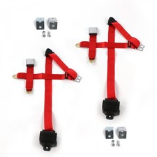 Ford Thunderbird 1977 - 1979 Airplane 3pt Red Retractable Bucket Seat Belt Kit W