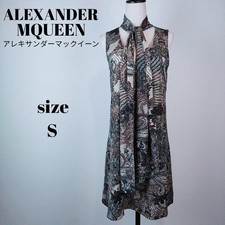 Alexander McQueen Dress Excellent Condition Silk Beige Pattern Size S