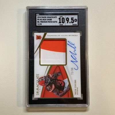2018 Nick Chubb Immaculate RC Patch Auto (RPA)  /99 SGC 9.5/ 10 Auto TEXANS