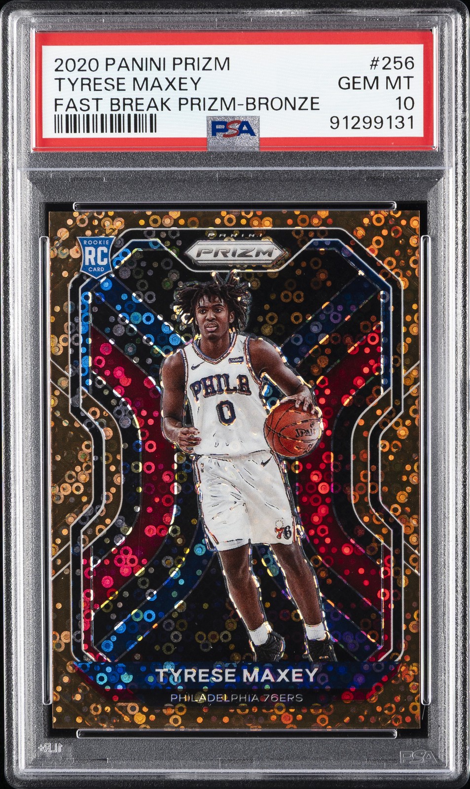 2020 PANINI PRIZM FAST BREAK PRIZM-BRONZE #256 TYRESE MAXEY 7/20 PSA 10