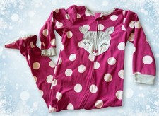 Carter’s Girls 5T Reindeer Polka Dot Fleece Footie Pajamas