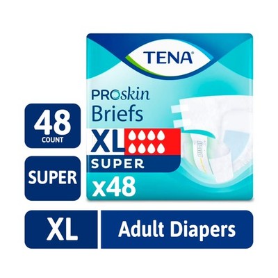 TENA ProSkin Unisex Adult Diapers, Super Absorbency, XL, 48 Count