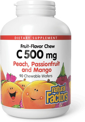 Natural Factors Kids Chewable Vitamin C 500mg Immune Support 90 Wafers