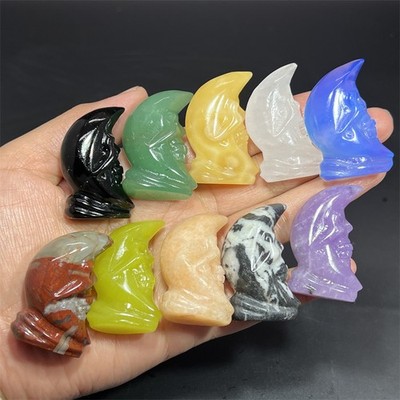 1.6'' Natural Mixed quartz Moon skull quartz crystal skull reiki Random 10pcs
