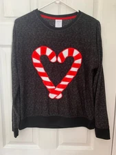 Secret Treasures Candy Cane Heart Christmas Sleep Top M 8-10 Cozy Soft Loungewea