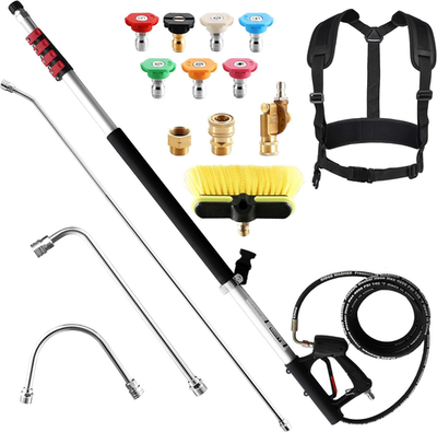 #ad 24 FT Telescoping Pressure Washer Wand Power Washer Extension Wand with Brush $210.39