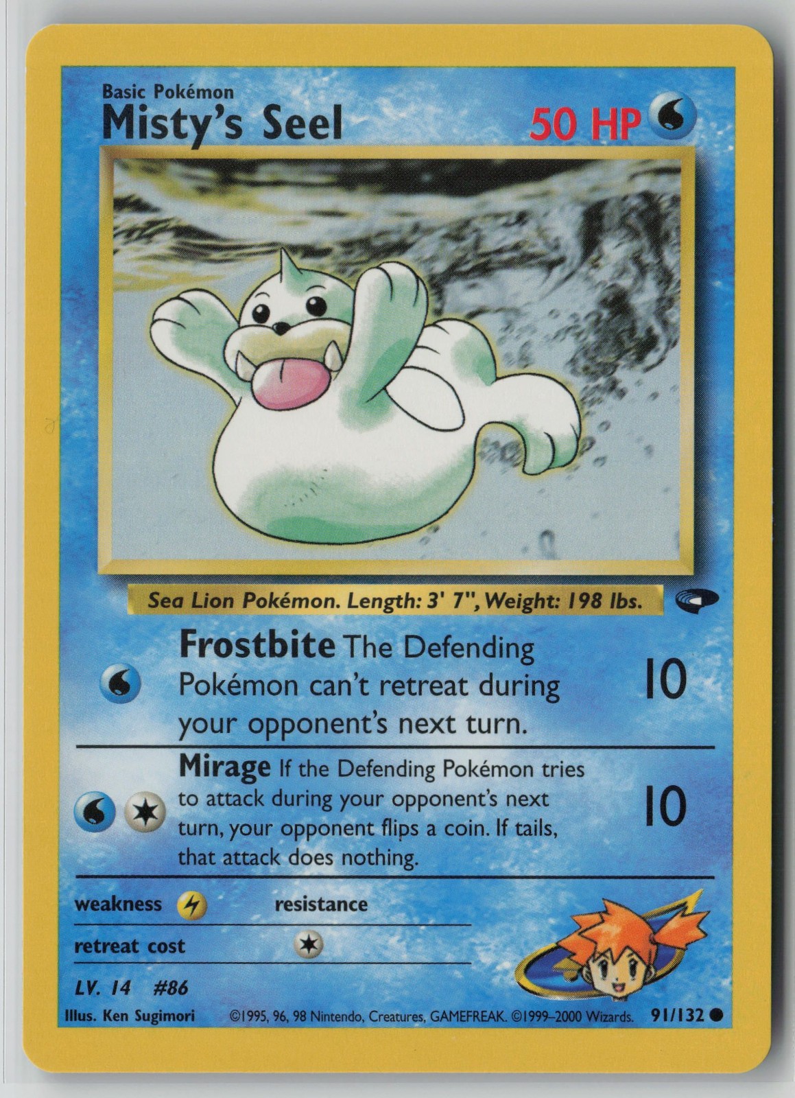 Misty's Seel 91/132 Pokemon Gym Challenge Common Moderately Played Card (MP)