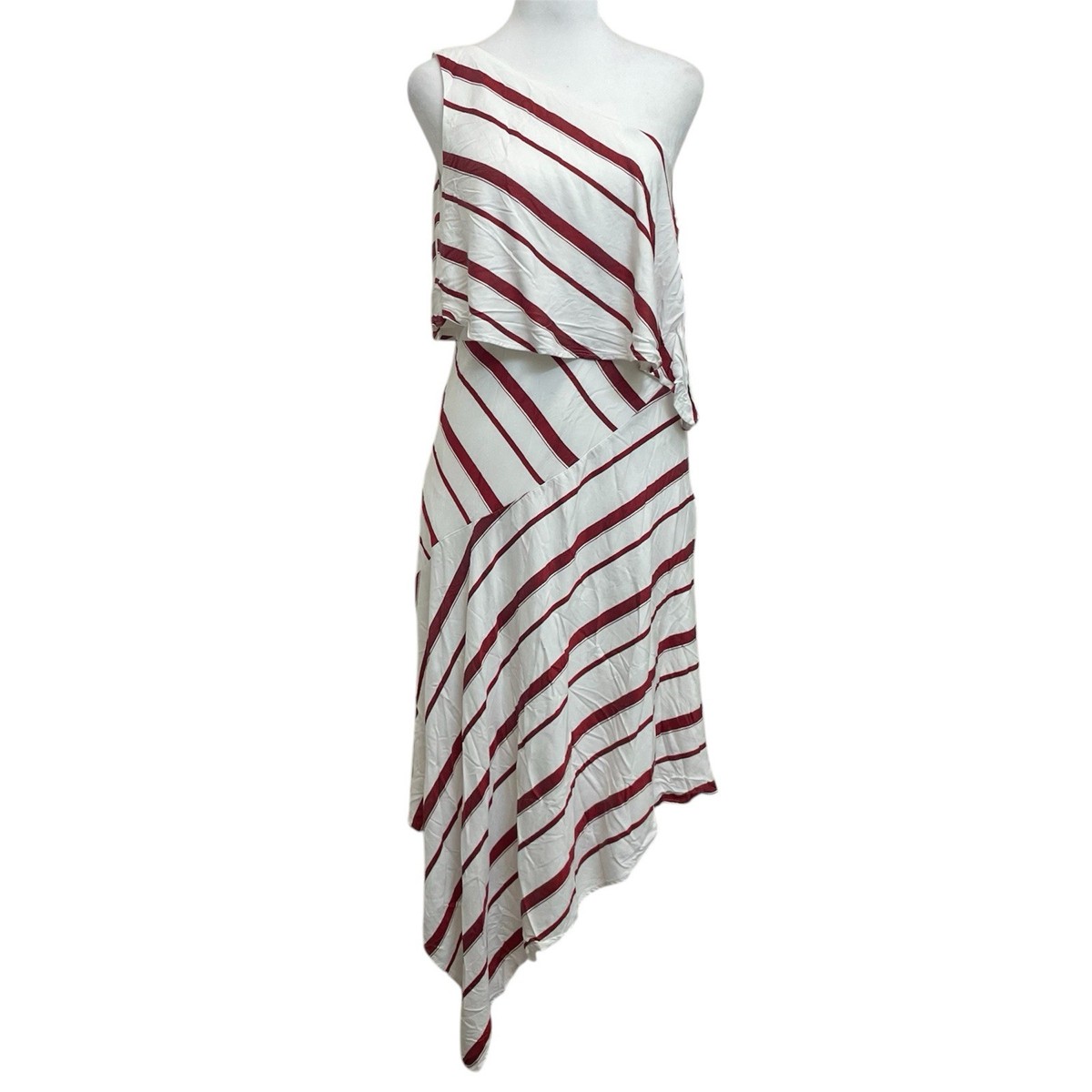 Banana Republic Red & White Striped One Shoulder Flounce Asymmetrical Dress  sz 6 | eBay