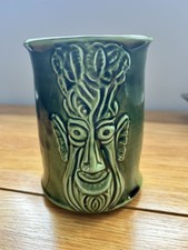 Vintage Bassware Pottery Celery Pot Jar Green Face 16cm X 12cm