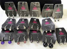 14 Pair Lot Paparazzi Silver Dangle Drop Earrings Hook Closure Assorted Styles