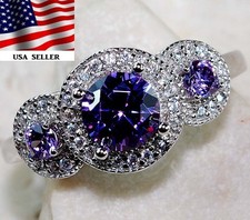 2CT Amethyst 925 Solid Sterling Silver Ring Jewelry Sz 6 MB1-8