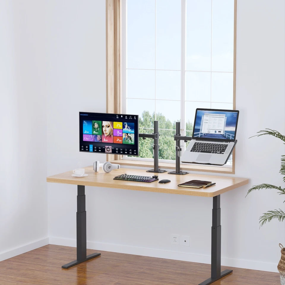 Monitorhalterung mit Laptophalter 13-27 Zoll VESA 75/100 bis 10kg schwarz weiß - Bild 4 von 4