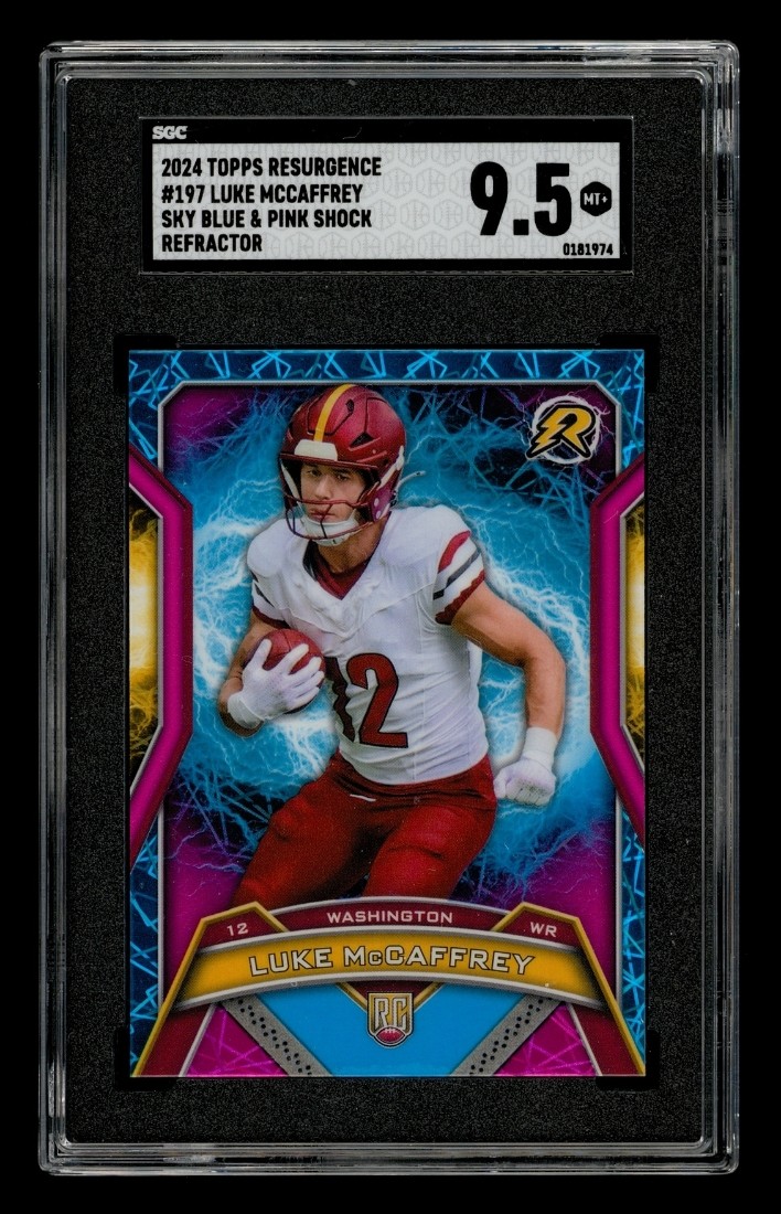 Luke McCaffrey Topps Resurgence #197 Sky Blue & Pink Shock