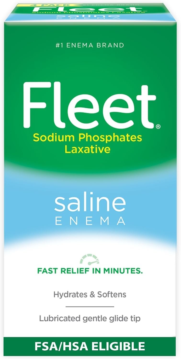 Laxative Saline Enema for Adult Constipation, 4.5 Fl Oz, 4 Bottles