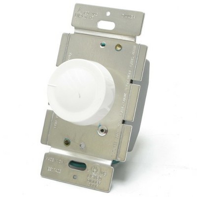 White 3-Way Rotary Push ON/OFF Light Dimmer Switch 600W 120VAC, 5pcs