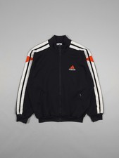90s Adidas Track Jacket Black Orange 3 Wide Stripes Size M Fits M, L