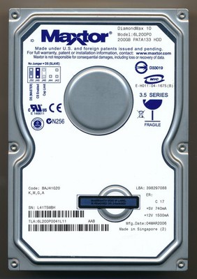 Maxtor DiamondMax 10 200GB 6B200P0 3.5'' IDE PATA 133 7200 RPM Hard Drive HDD