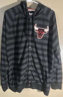 Chicago Bulls Hoodie Men s 2XL Mitchell & Ness Button Up Long Sleeve Nice!