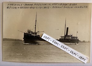 1891 HARLOW TWO MAST STEAMER SHIP BUILT GREEN BAY CITY WISCONSIN RARE PHOTO