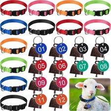 Foilswirl 12 Pack Goat Collar with Bell and Number Tag Adjustable Nylon Sheep...