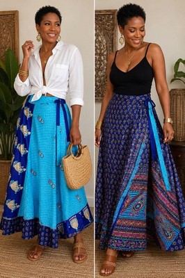 Indian Reversible Silk Wrap Skirt