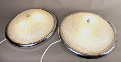 1 von 2 Deckenleuchte Lampe 2 x E27 Plafoniere Eisglas Chrom D 35,5 cm H 9 cm