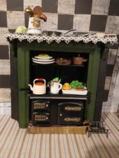1/12 Scale Dolls House Range  and Fire Place With Selection  Of Food and Pans .
