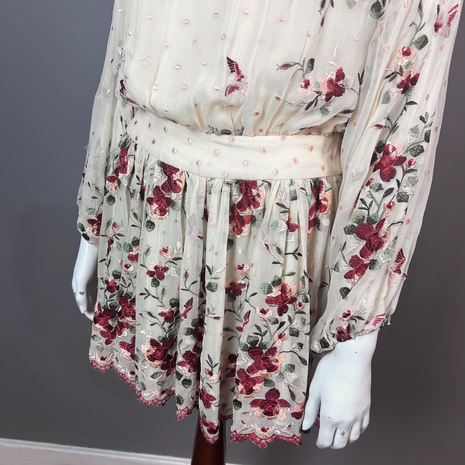 Zimmerman dress size 0 Sakura mini long sleeve embroidered open back long sleeve