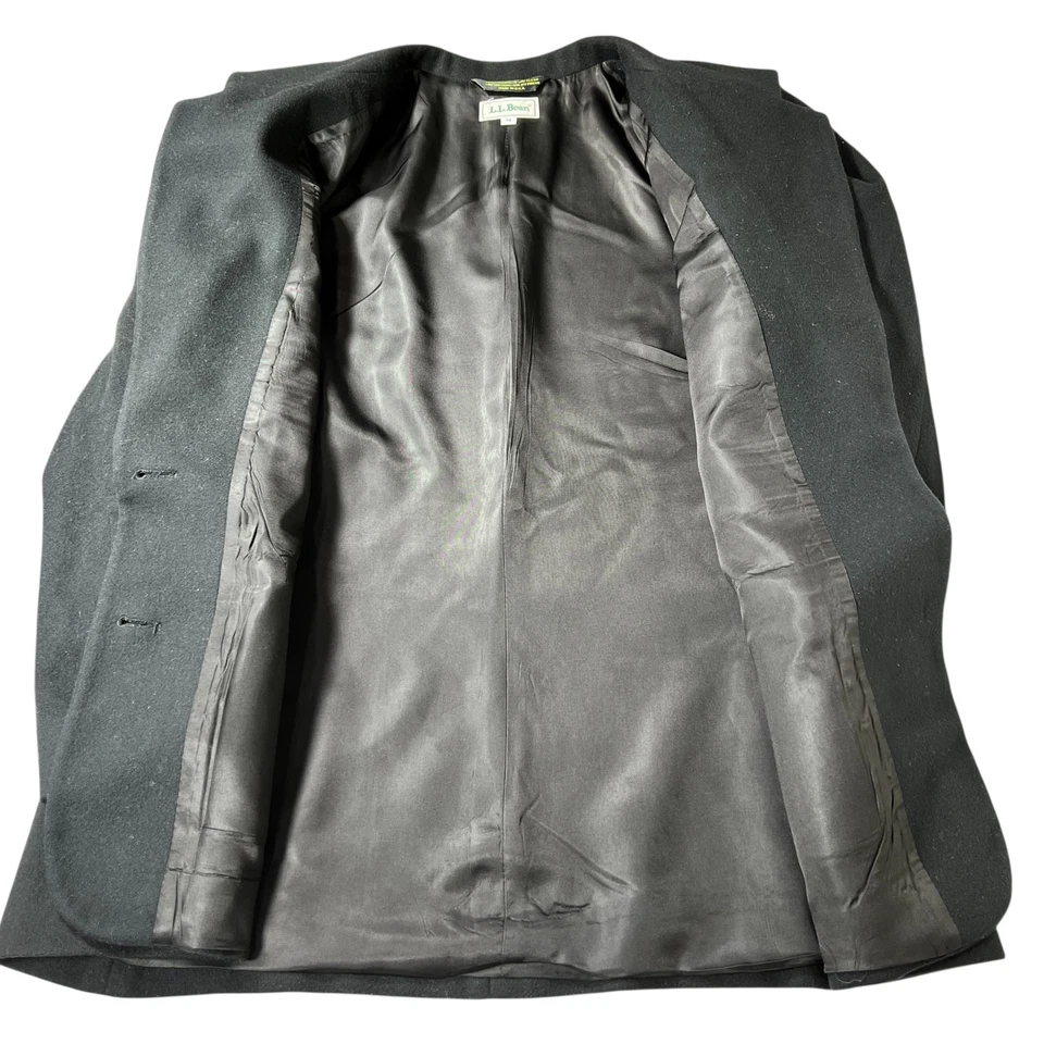 L.L. Bean Womens Black Single Breasted Slim Fit Diagonal Suit Blazer Size 14 - Image 4 of 4