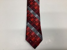 Bespoke New York Men  s Geometric Tie Red And Gray 58  x 3  