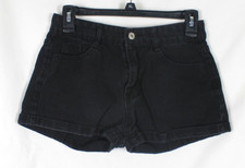 Black Denim Cut Off Shorts Junior Woman Size Small 5 Pocket Design Distressed