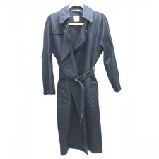 HERMES Thin Spring Long Coat Trench Coat Cotton Navy