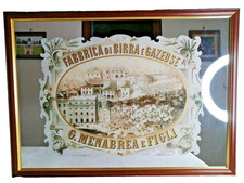 Stupendo Quadro Specchio Pubblicitario Da Collezione Birra Menabrea 1846 -Biella