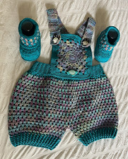 Handmade Crochet Newborn 3pc Shorts Suspender...