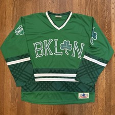 Brooklyn Cyclones Baseball Classics Green Irish Shamrock Budweiser Hockey Jersey