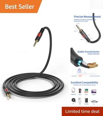 Gold-Plated 3.5mm Male to Male AUX Cable - 6ft Length for Music Lovers