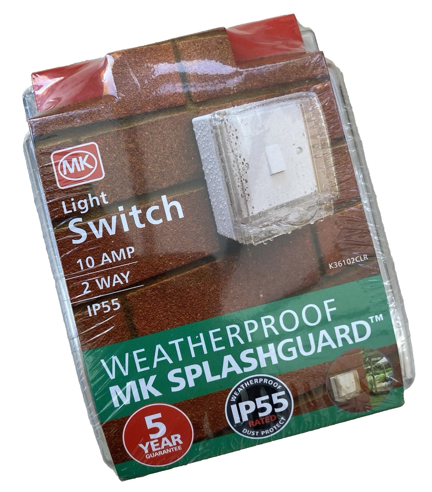 MK K36102CLR Light Switch 10 Amp 2 Way IP55 Outdoor Weatherproof Splashguard