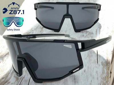 Sporty Biker Wrap Around Shield ANSI Z87.1 Safety SUN GLASSES Protective Eyewear