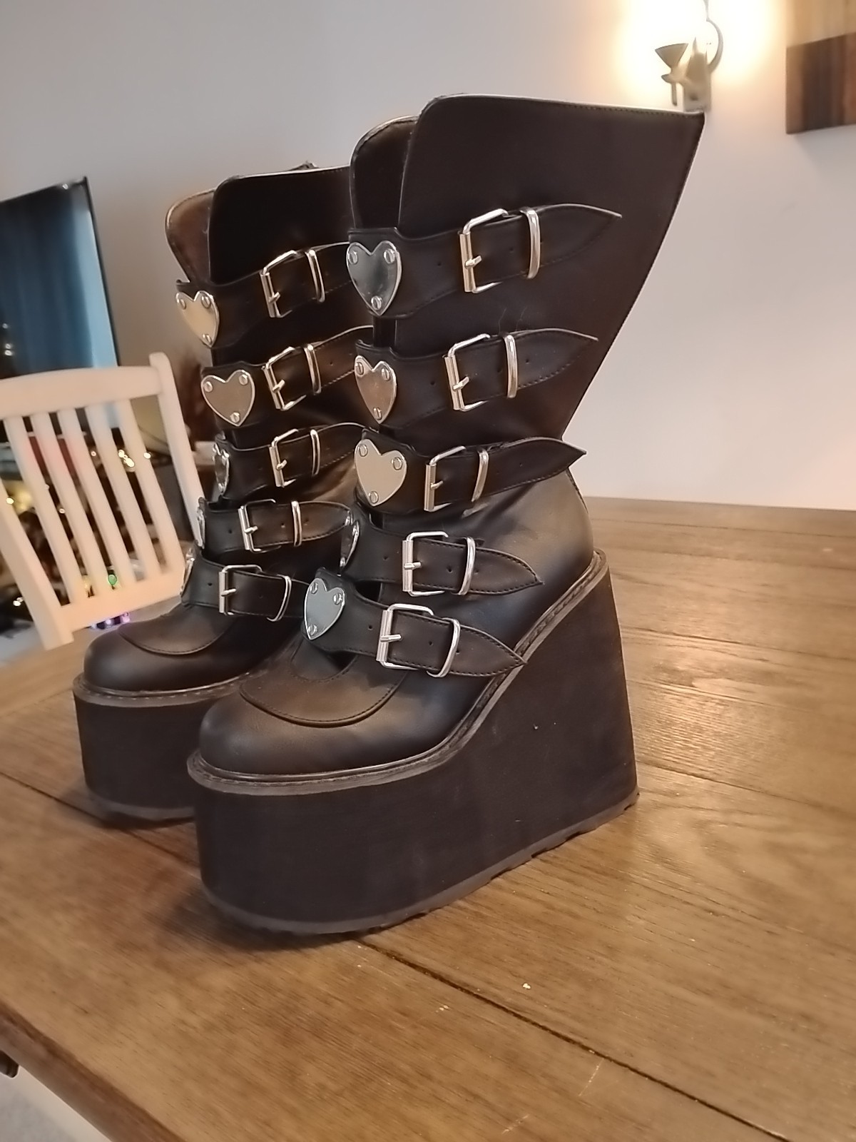 Demonia Women's Size 7  Boots Swing 230 Black Hea… - image 9