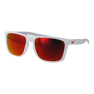 Nike Lunettes de Soleil Carré Blanc Rouge à Reflets NKFD1805 100 57mm Unisexe