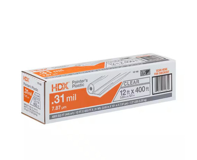 12 Ft. W X 400 Ft. L 0.31 Mil High Density Painters Plastic Sheeting