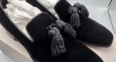 Jimmy Choo Men's Foxley Velvet Tassel Loafers, Size 10US (43EUR