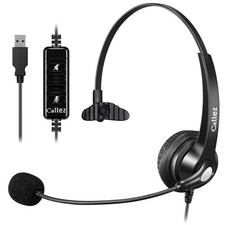 USB Headset with Microphone Noise Cancelling  Audio Controls, Wideband Compu...