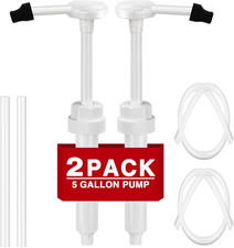 2 Pack 5 Gallon Pump Dispenser 38-400 1 oz of 2, White
